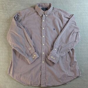 Ralph Lauren Button Down Shirt Mens 18 34/35 Multi Stripe Grandpacore Preppy XXL